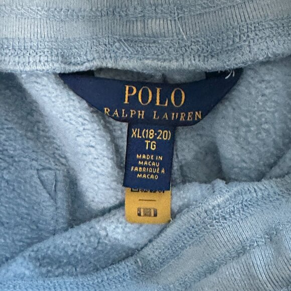 Polo Ralph Lauren Shorts XL Blue Fleece Elastic Waist Big Pony Logo - Picture 3 of 6